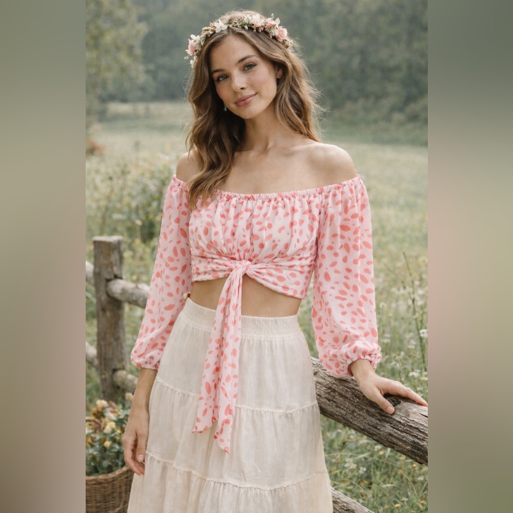 Y2K Pink Crop Top Size Small Cottagecore Fairy Festival Coquette
